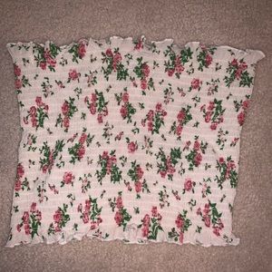 White Floral Tube Top